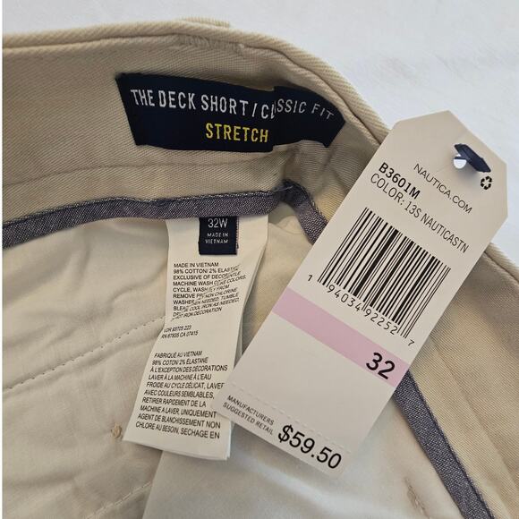 NWT *NAUTICA* Men's Chino Light Khaki Zip Fly 8.5" Classic Fit Deck Shorts 32 - Picture 9 of 9
